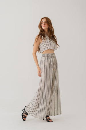 Striped Linen Wide Leg Trousers - Hustle N Holla