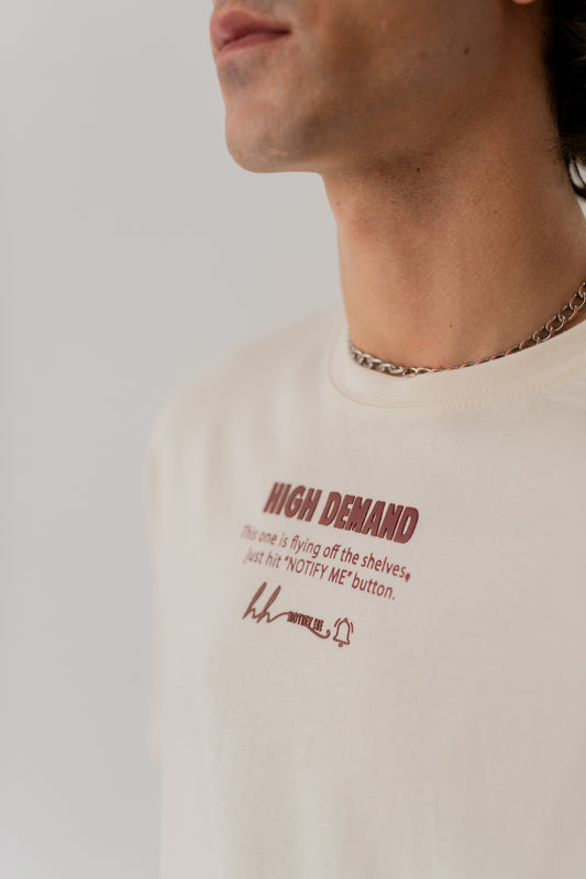 BEIGE REGULAR FIT STATEMENTT-SHIRT - Hustle N Holla