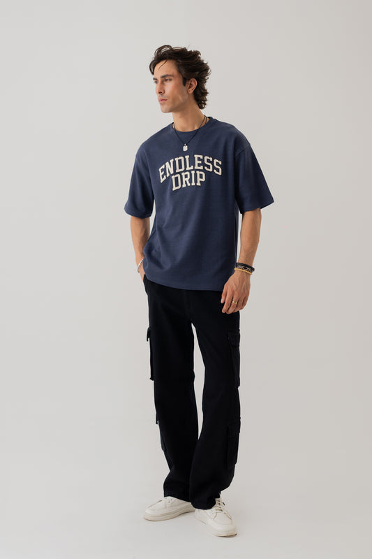 Navy Blue Loose Fit Graphic T-Shirt - Hustle N Holla