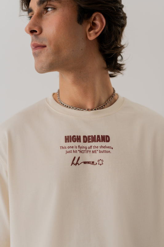 BEIGE REGULAR FIT STATEMENTT-SHIRT - Hustle N Holla