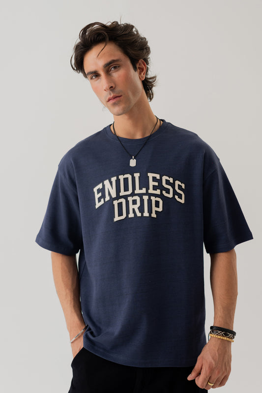 Navy Blue Loose Fit Graphic T-Shirt - Hustle N Holla