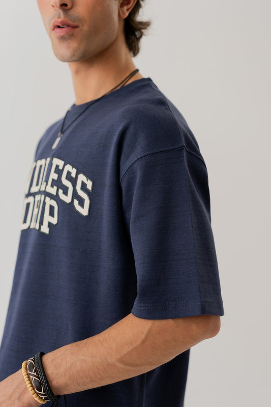Navy Blue Loose Fit Graphic T-Shirt - Hustle N Holla
