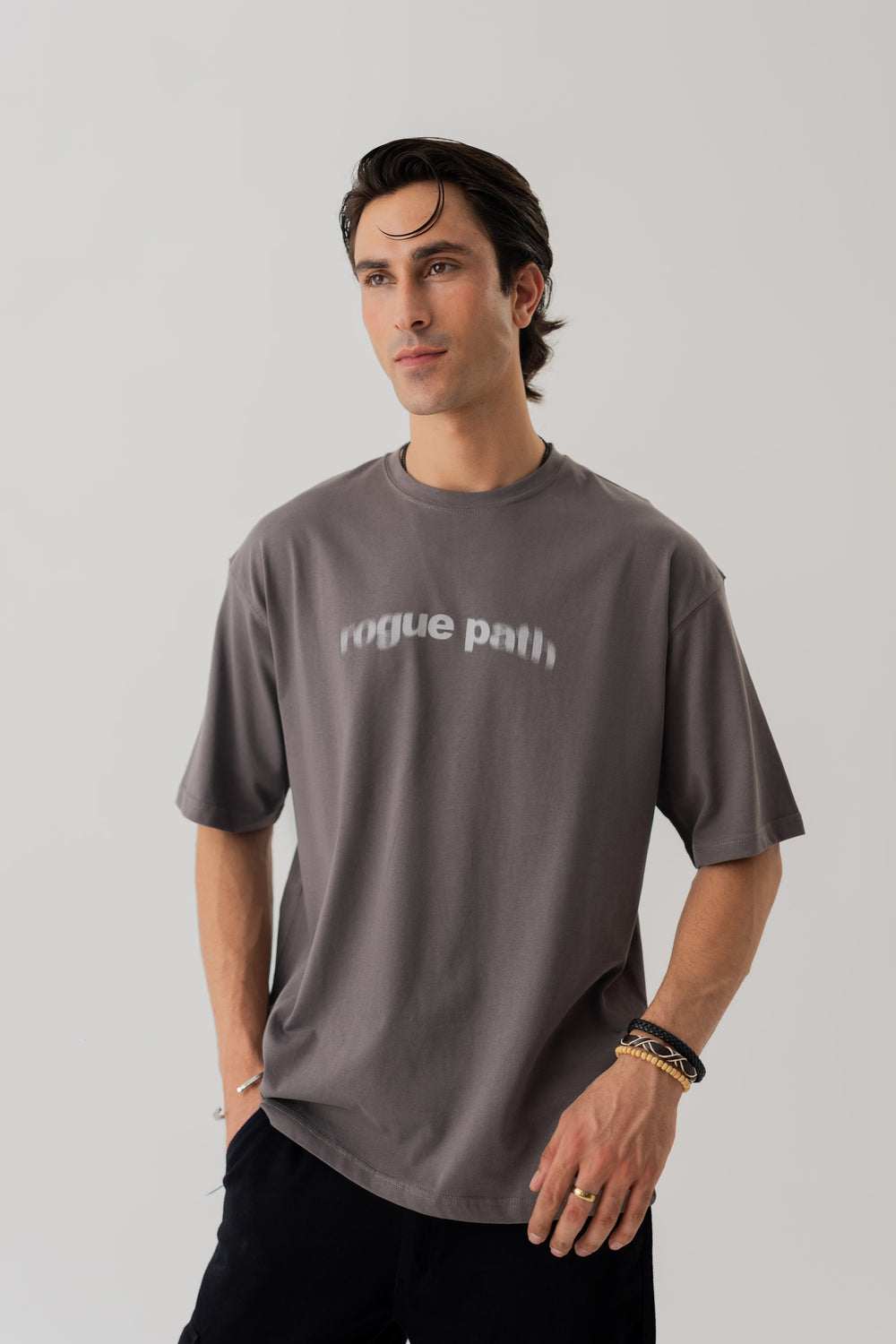 Charcoal Grey Loose Fit Statement T-Shirt - Hustle N Holla
