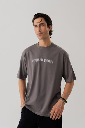 Charcoal Grey Loose Fit Statement T-Shirt - Hustle N Holla