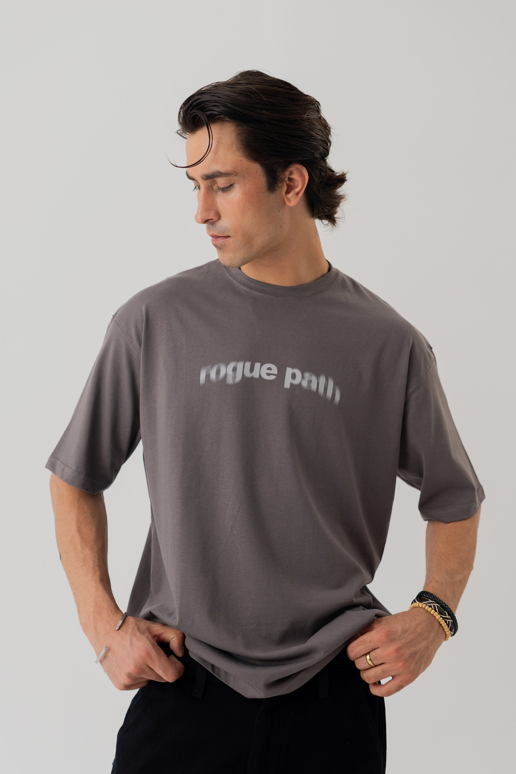 Charcoal Grey Loose Fit Statement T-Shirt - Hustle N Holla