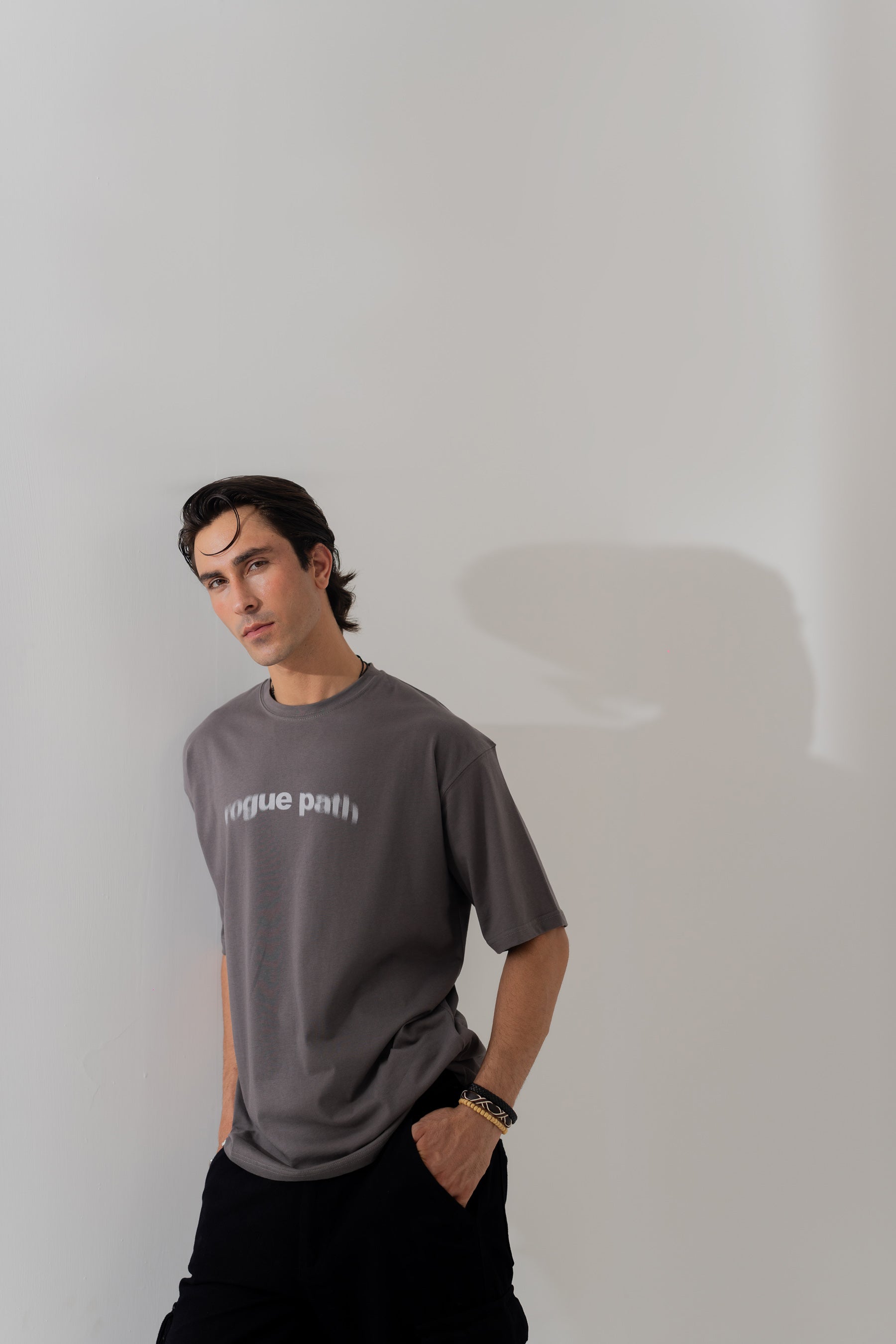 CHARCOAL GREY LOOSE FIT STATEMENT T-SHIRT