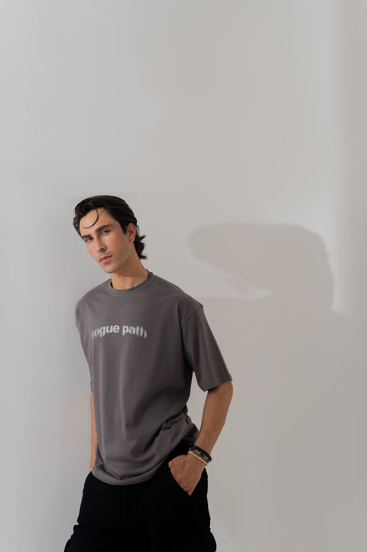 CHARCOAL GREY LOOSE FIT STATEMENT T-SHIRT - Hustle N Holla