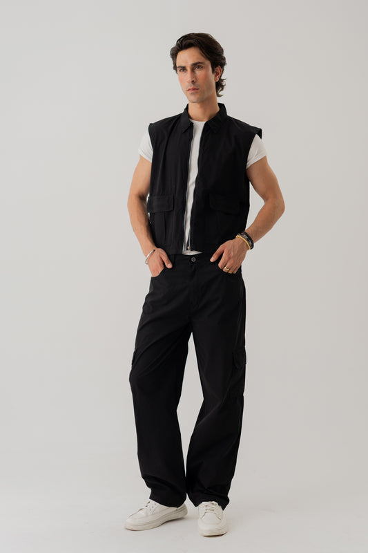 Jet Black Slim Fit Canvas Pants - Hustle N Holla