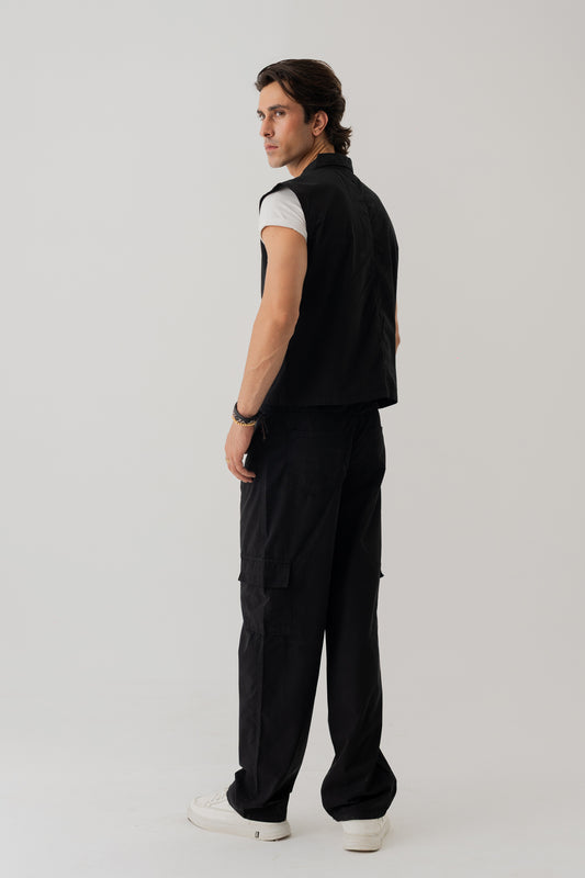 Jet Black Slim Fit Canvas Pants - Hustle N Holla