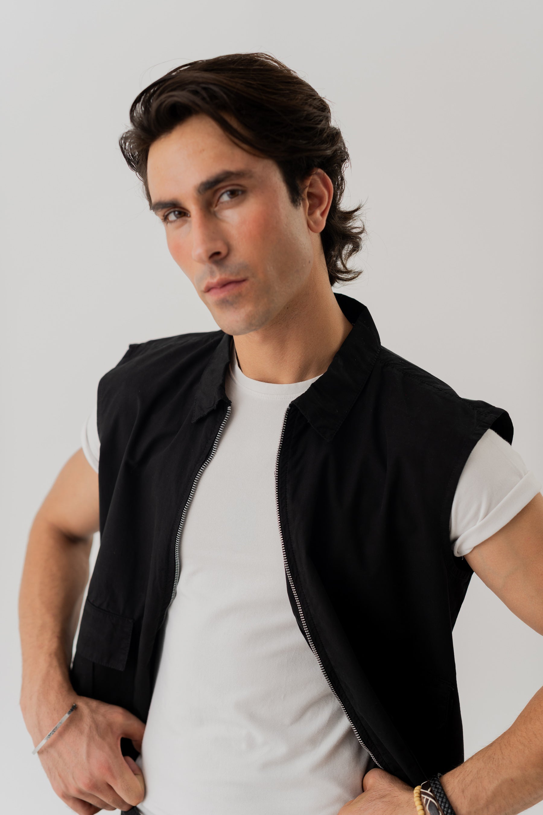 Jet Black Sleeveless Canvas Jacket - Hustle N Holla