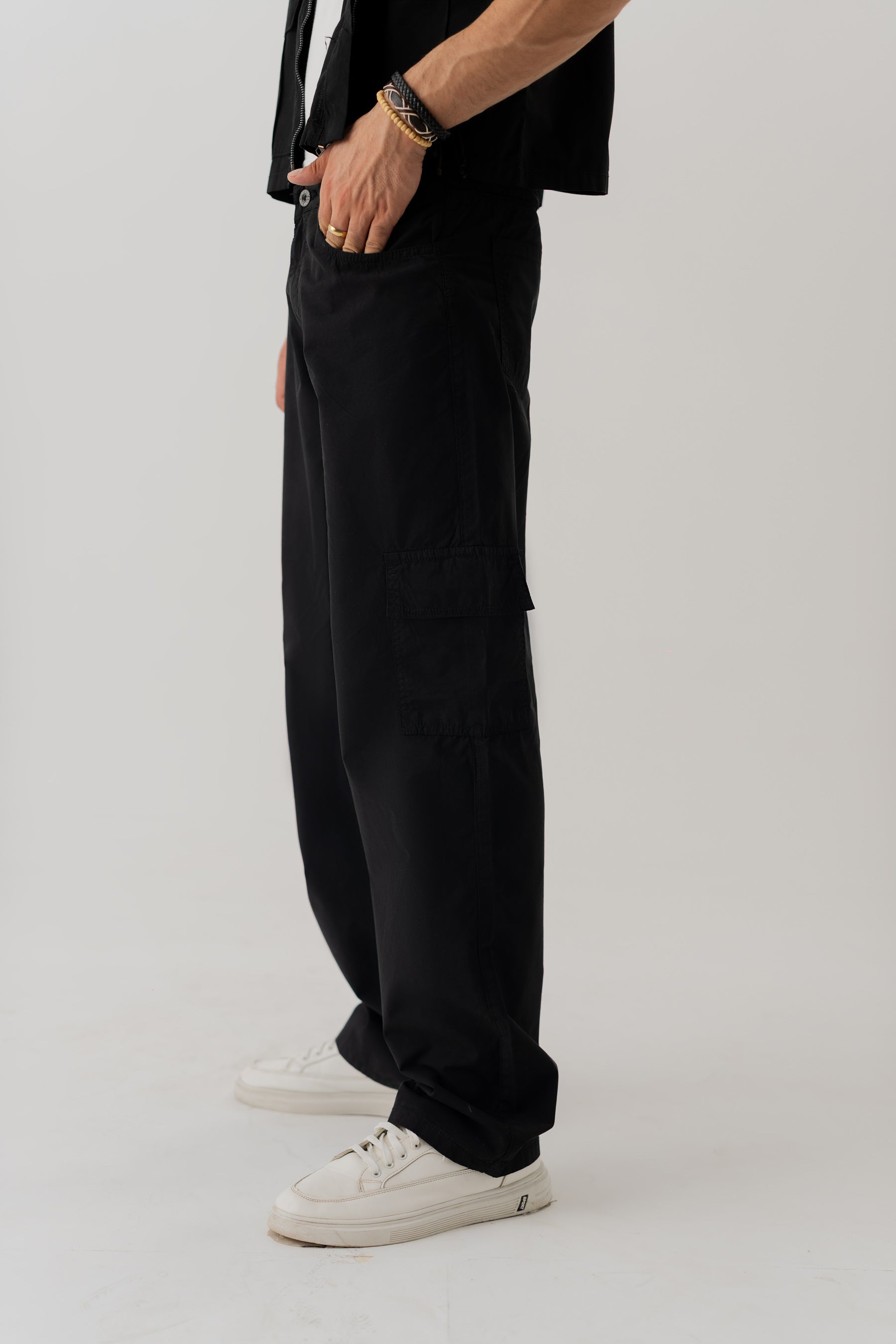 Jet Black Straight Fit Canvas Pants - Hustle N Holla