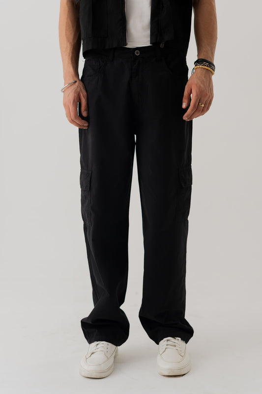 Jet Black Slim Fit Canvas Pants - Hustle N Holla