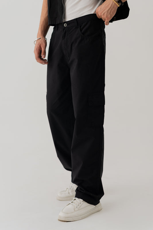 Jet Black Slim Fit Canvas Pants - Hustle N Holla