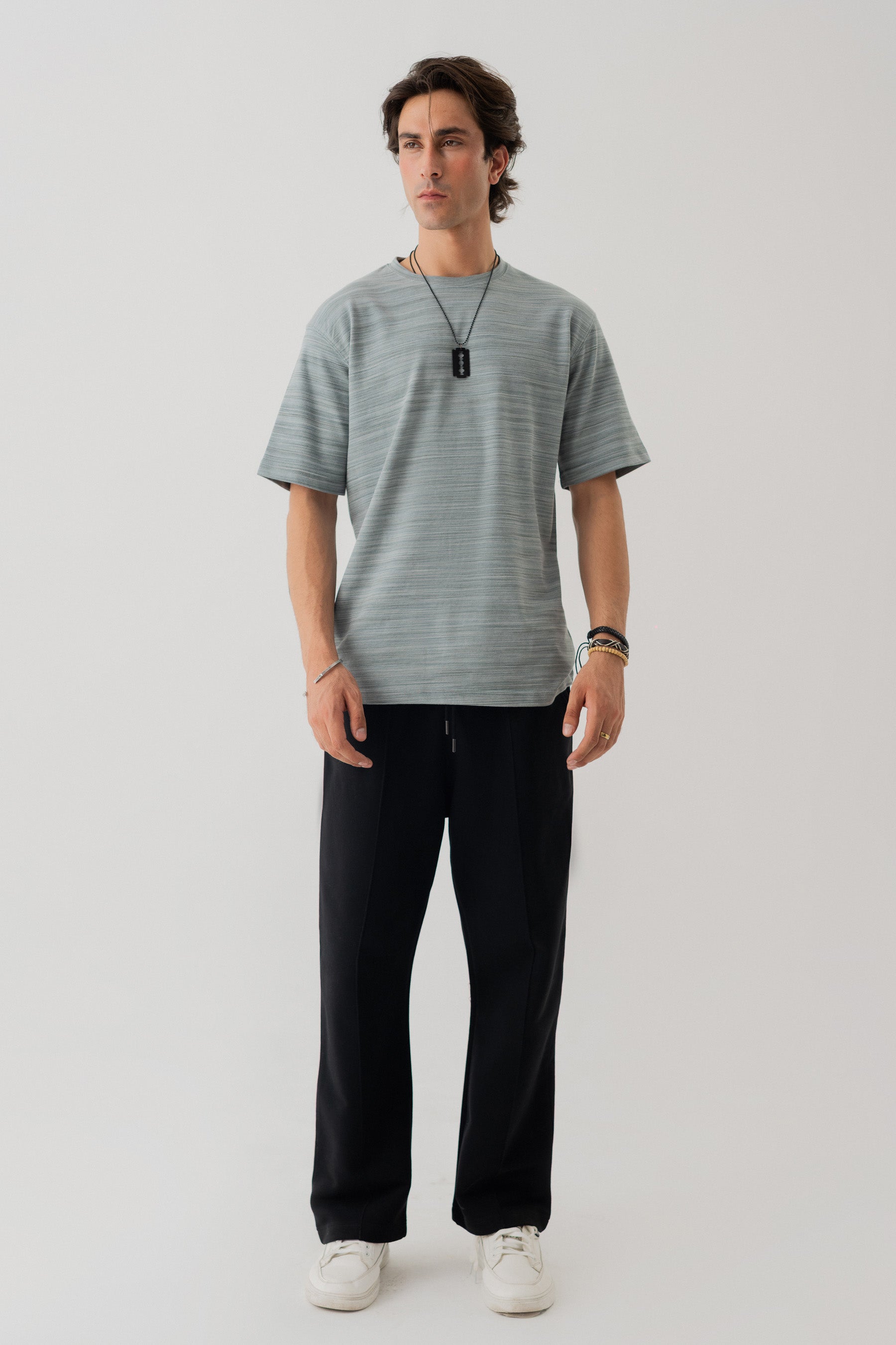 Dirty Turqoise Regular Fit Jacquard T-Shirt - Hustle N Holla