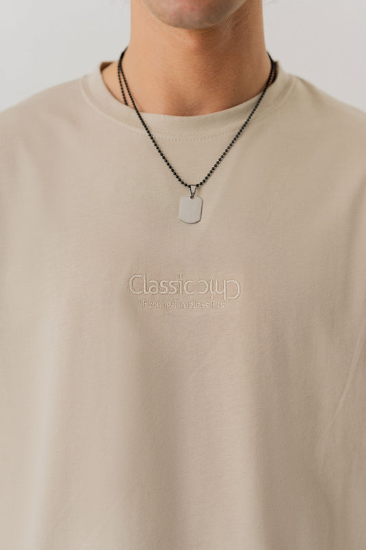 SAND REGULAR FIT EMBOIDERED T-SHIRT - Hustle N Holla