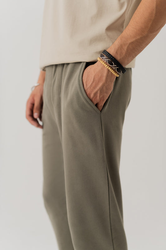 OLIVE GREEN COMFORT FIT KNITTED PANTS - Hustle N Holla