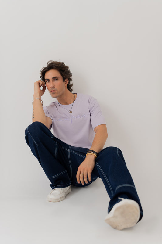 LILAC REGULAR FIT EMBROIDERED T-SHIRT - Hustle N Holla