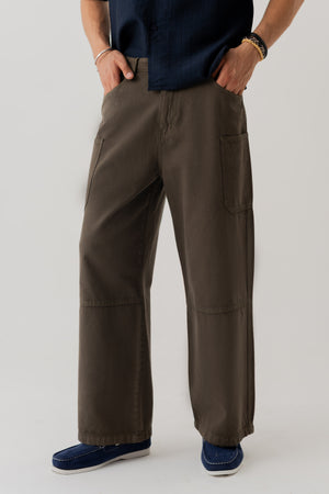 Olive Straight Fit Twill Trousers - Hustle N Holla