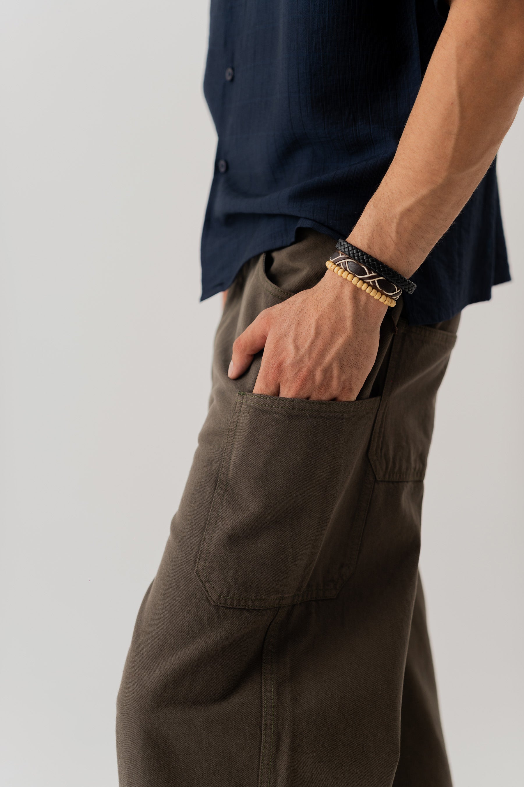 Olive Straight Fit Twill Trousers - Hustle N Holla