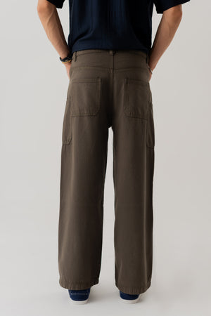 Olive Straight Fit Twill Trousers - Hustle N Holla