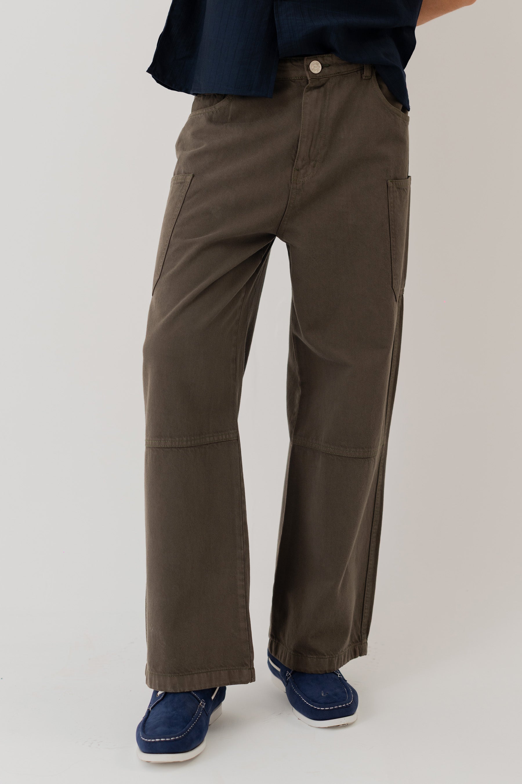 Olive Straight Fit Twill Pants - Hustle N Holla