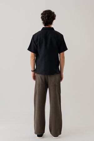Black Cotton Linen Relaxed Fit Shirt - Hustle N Holla