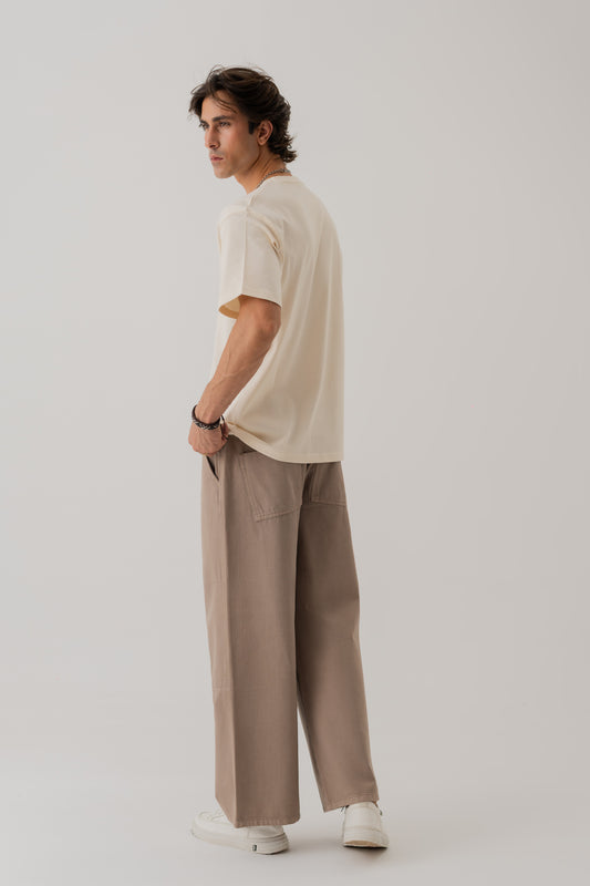 BEIGE REGULAR FIT STATEMENTT-SHIRT - Hustle N Holla