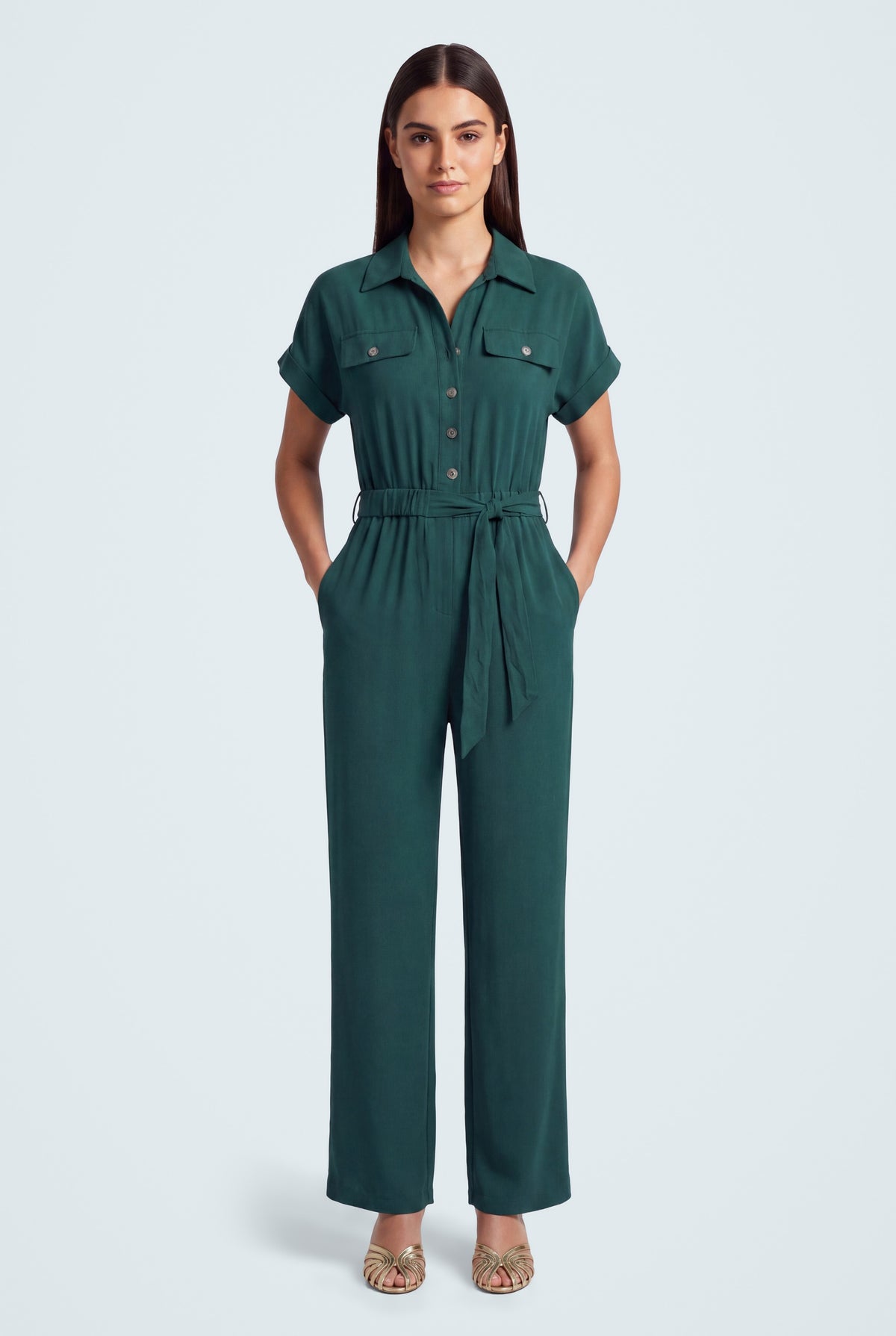 Teal Green Short Sleeve Jumpsuit - Hustle N Holla
