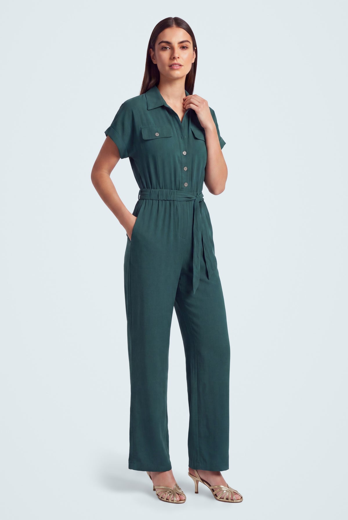 Teal Green Short Sleeve Jumpsuit - Hustle N Holla