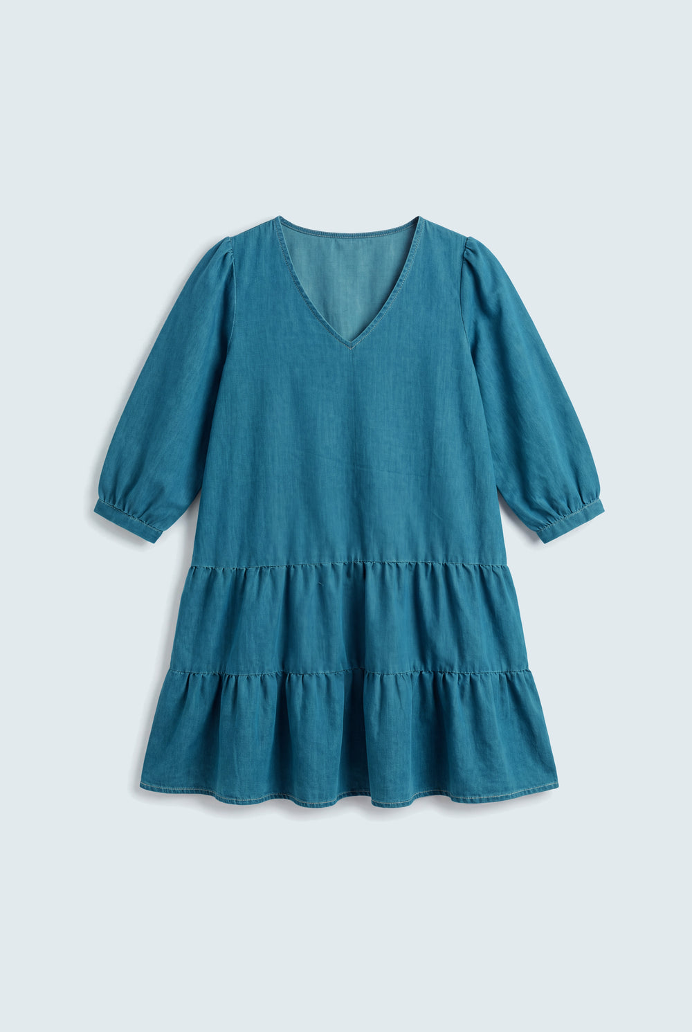 Tiered Chambray Mini Dress - Hustle N Holla