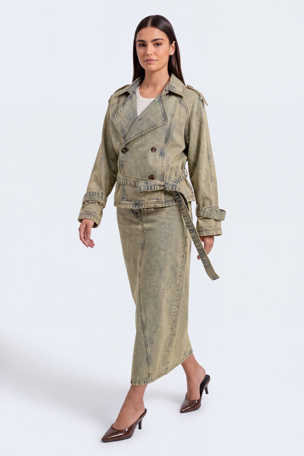 Vintage Style Trench Coat - Front - Hustle N Holla