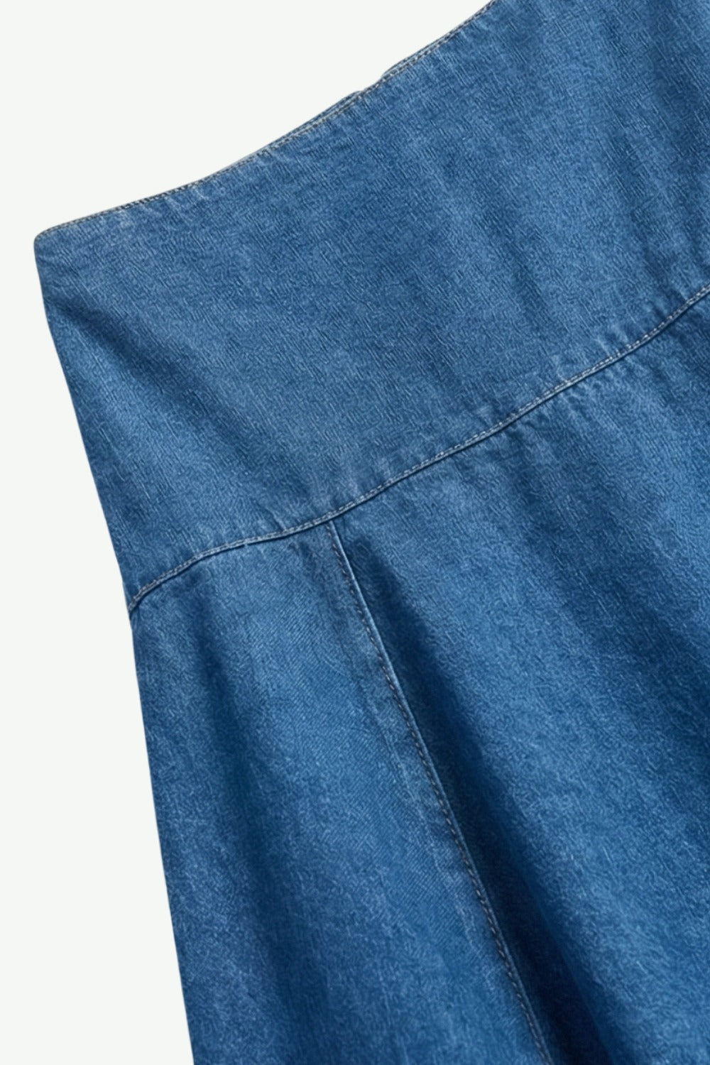 Mid Blue Panelled Maxi Denim Skirt - Hustle N Holla