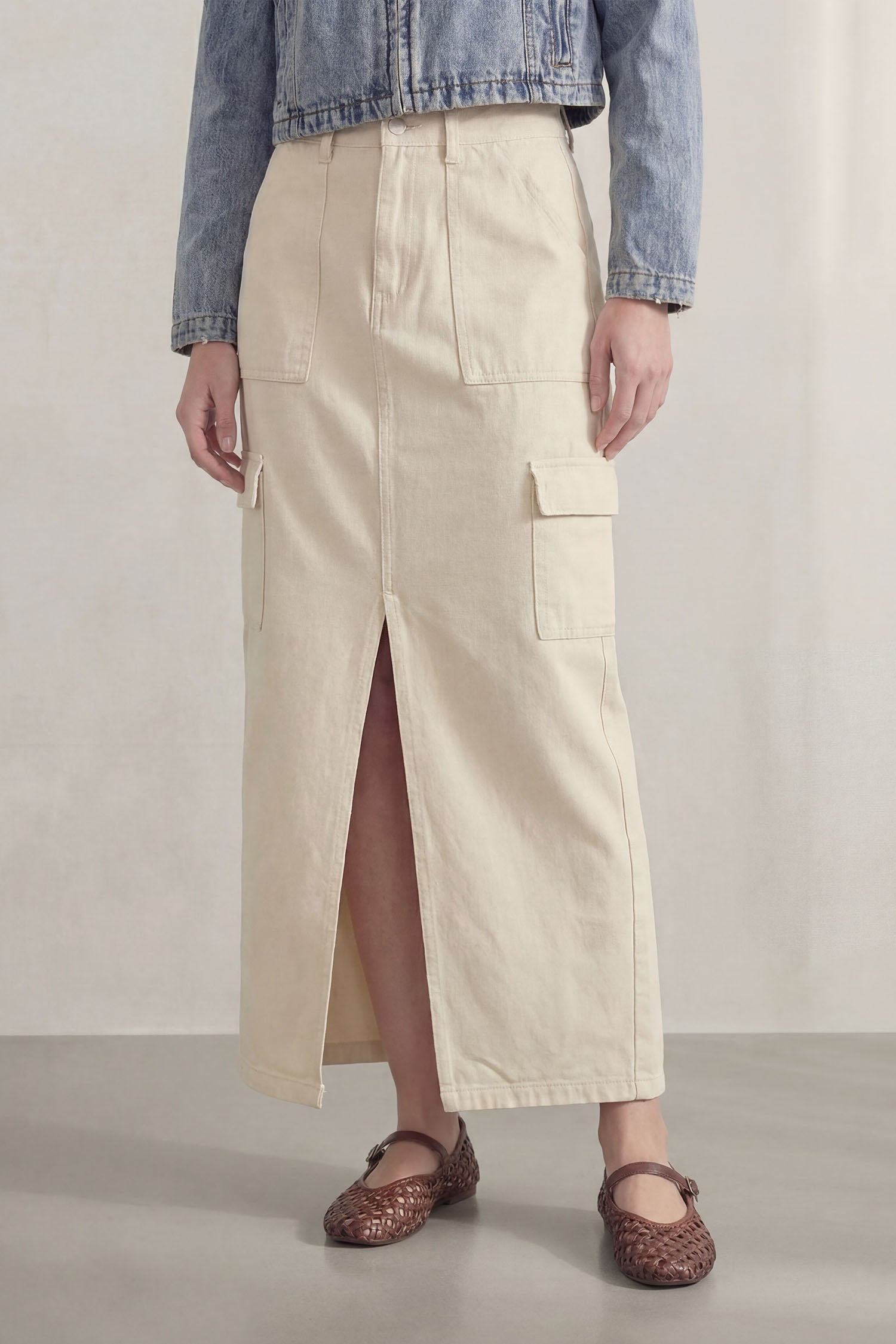 Beige Cargo Maxi Skirt - Hustle N Holla