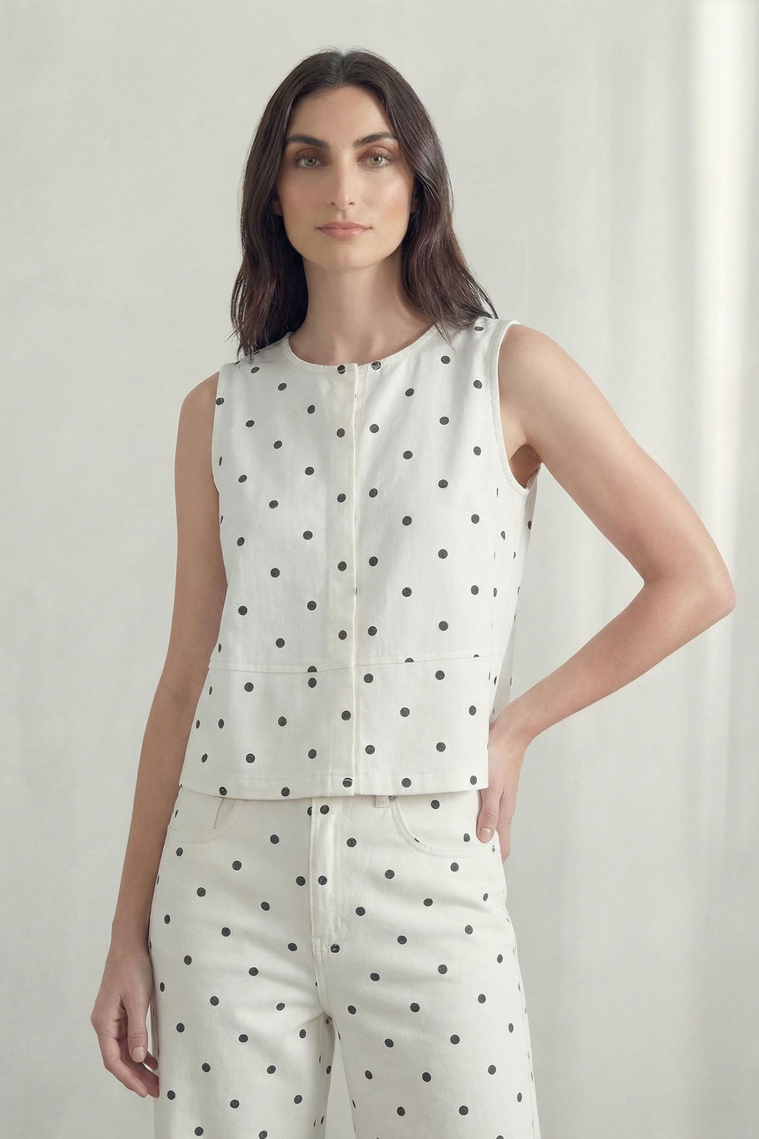 White Relaxed Fit Printed Denim Vest - Hustle N Holla