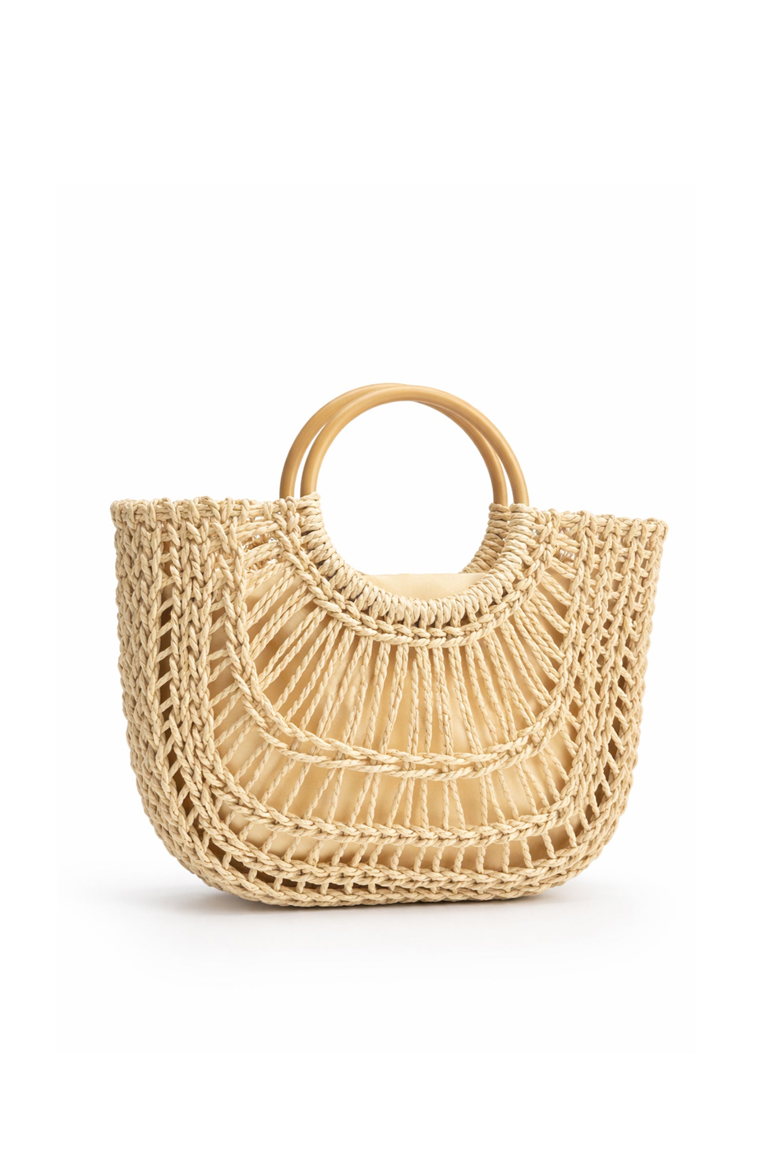Cream Woven Top Handle Tote Bag - Hustle N Holla