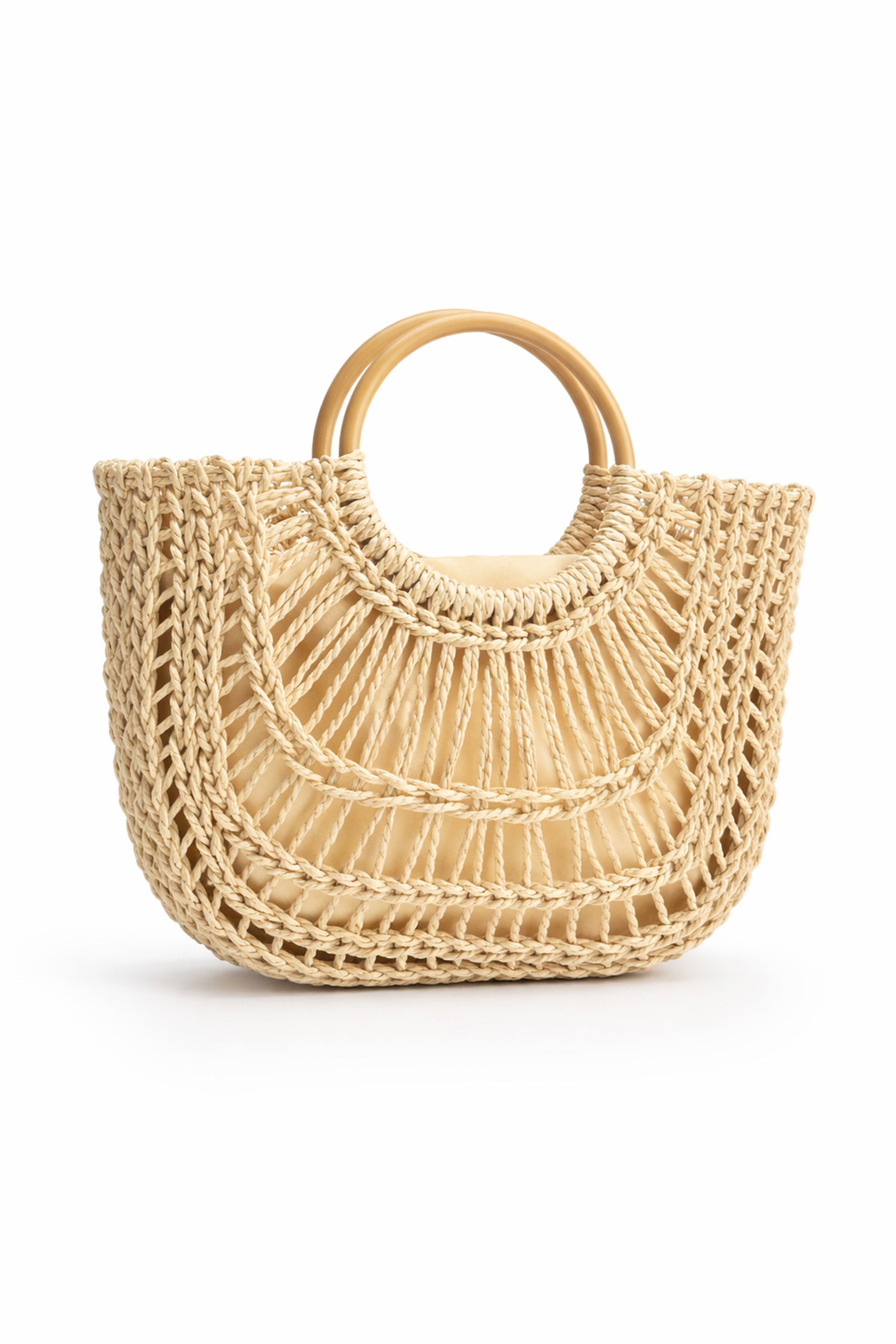 Cream Woven Top Handle Tote Bag - Hustle N Holla
