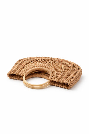 Tan Woven Top Handle Tote Bag - Hustle N Holla