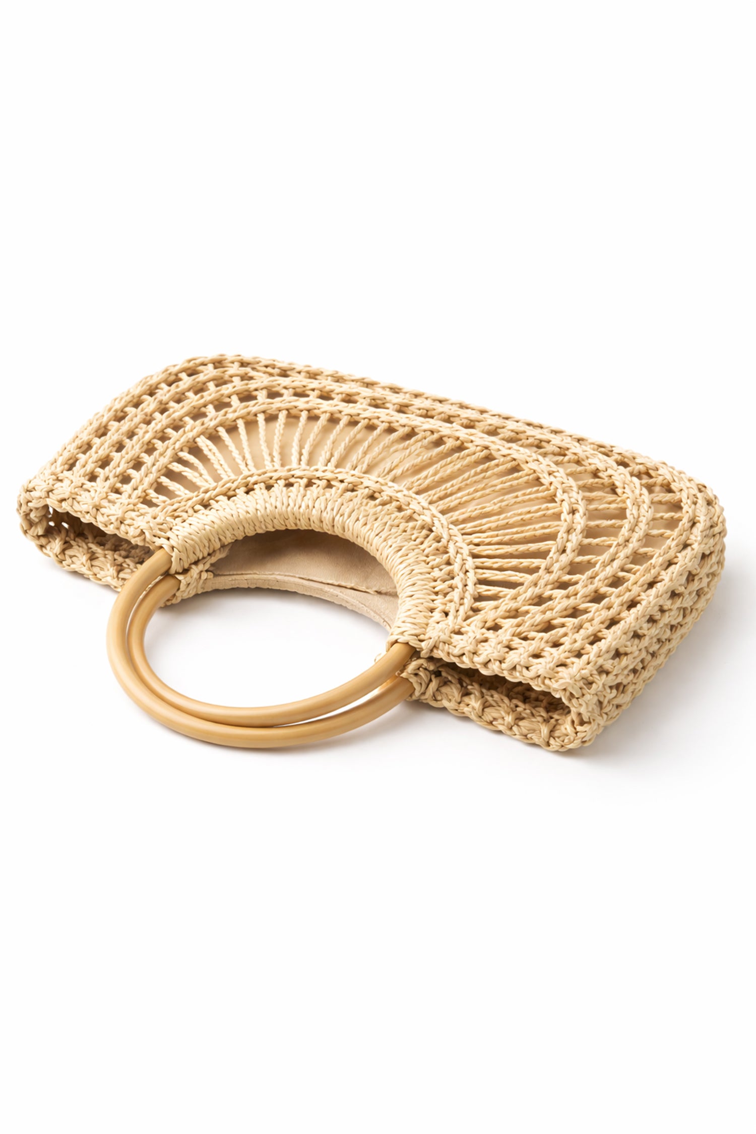 Cream Woven Top Handle Tote Bag