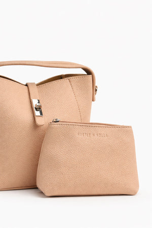 Pink Structured Bucket Bag With Detachable Pouch - Hustle N Holla