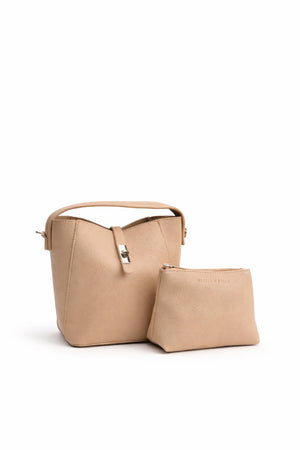 Pink Structured Bucket Bag With Detachable Pouch - Hustle N Holla