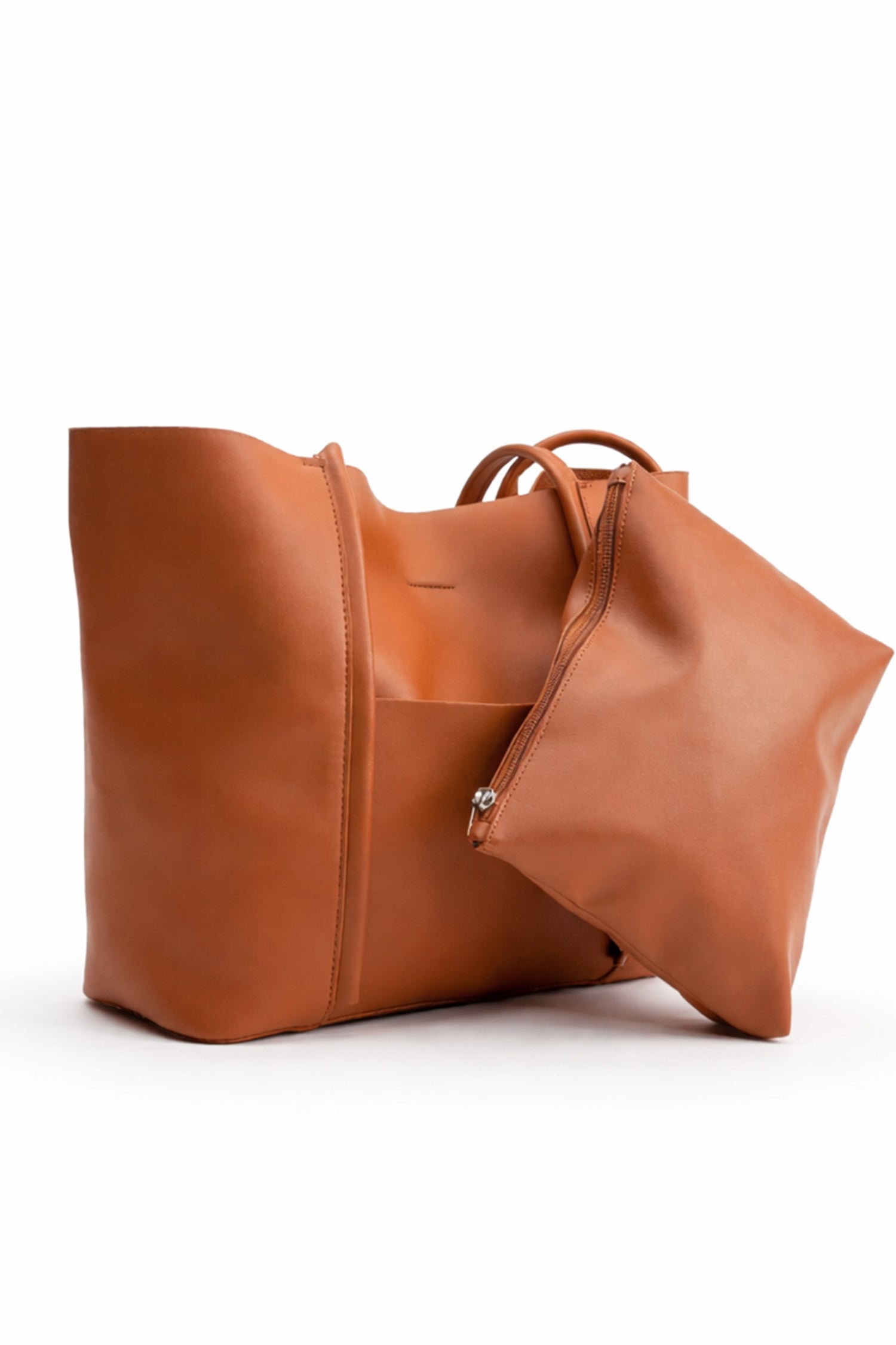 Tan Minimalist Structured Tote Bag