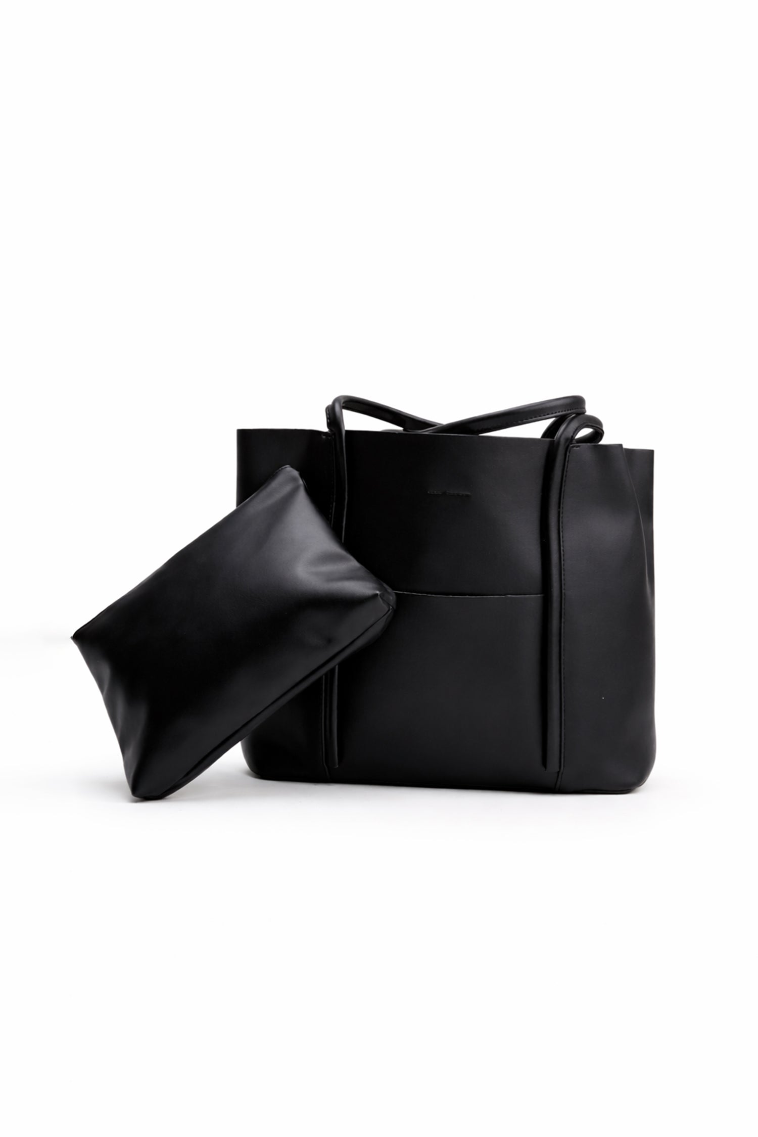 Black Minimalist Structured Tote Bag