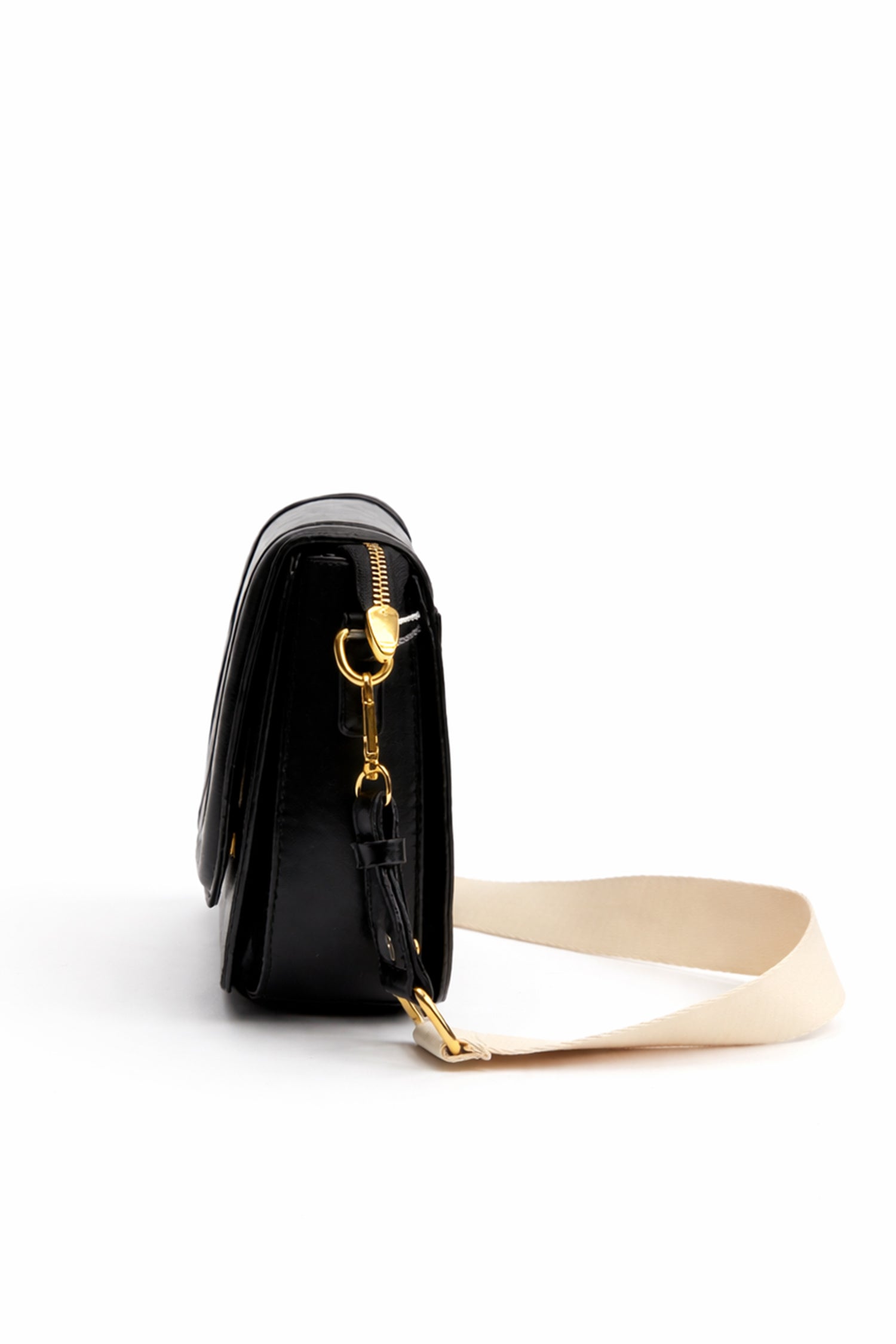 Black Crossbody Structured Shoulder Bag