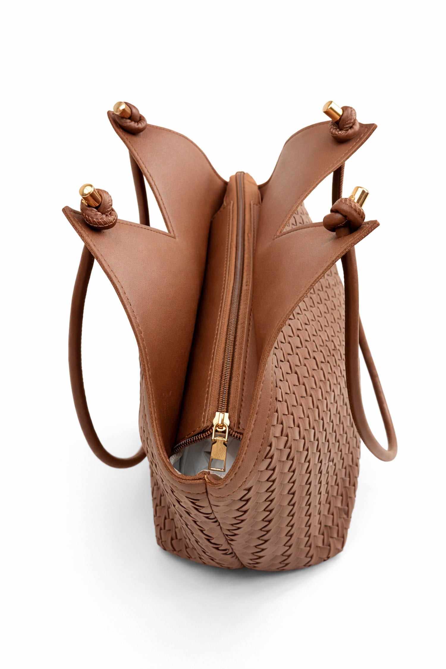 Dark Brown Woven Structure Tote Bag