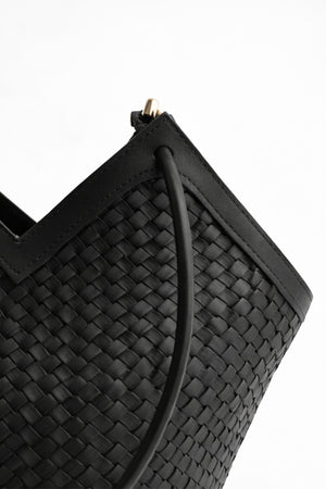 Black Woven Structured Tote Bag - Hustle N Holla