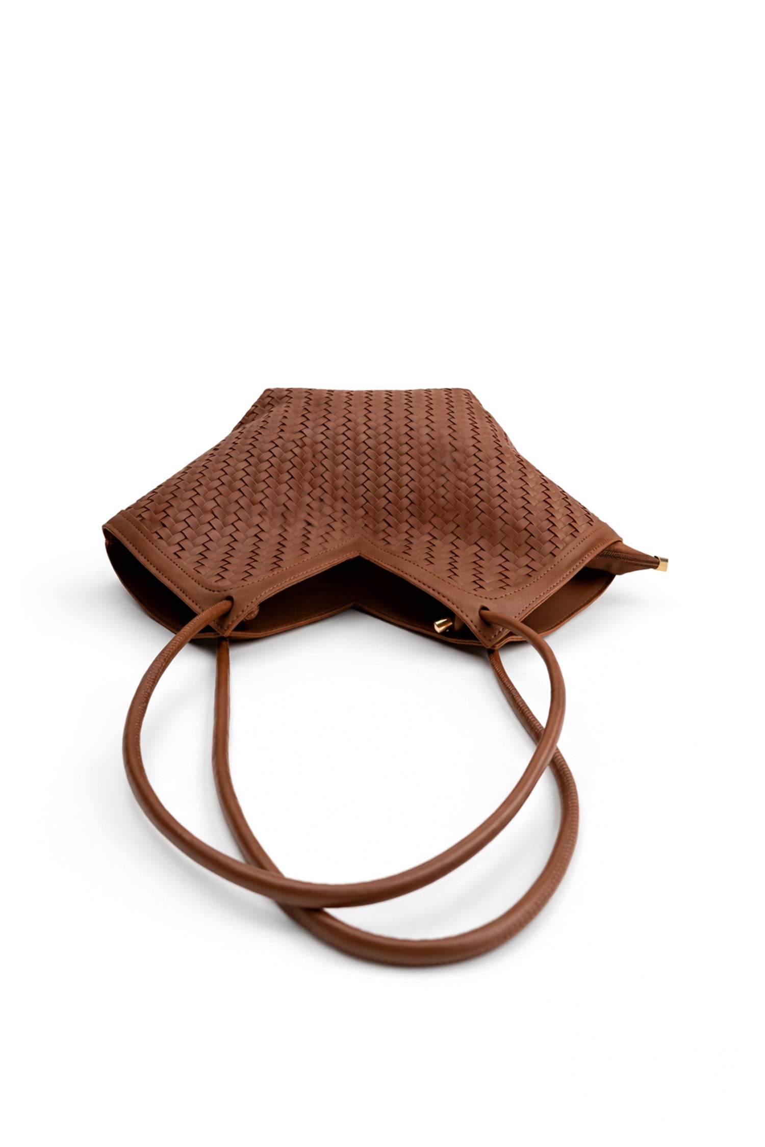 Dark Brown Woven Structure Tote Bag