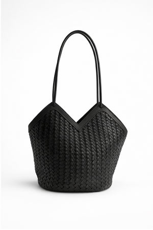 Black Woven Structured Tote Bag - Hustle N Holla