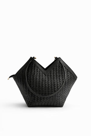 Black Woven Structured Tote Bag - Hustle N Holla