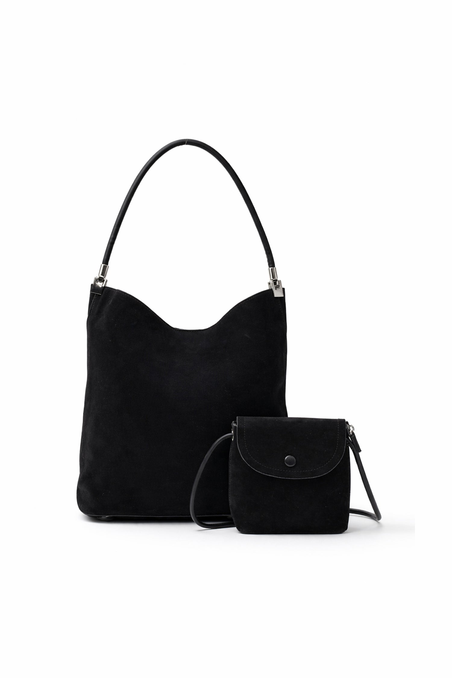 Black Slouchy Shoulder Tote with Matching Crossbody Pouch - Hustle N Holla