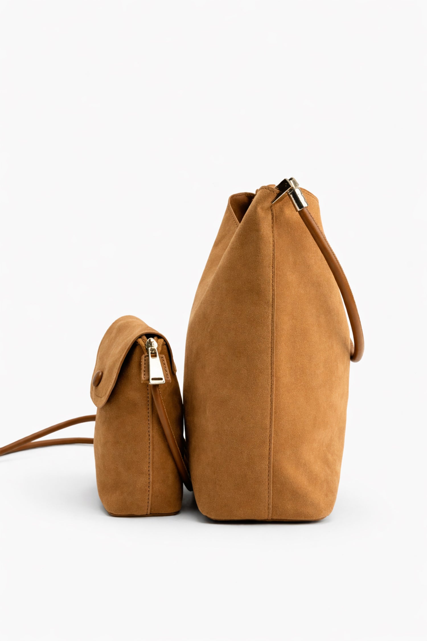 Camel Slouchy Shoulder Tote with Matching Crossbody Pouch - Hustle N Holla